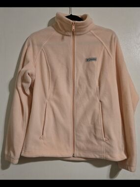Columbia Women's Fleece Jacket Medium Pink Full Zip Mock Neck Lightweight